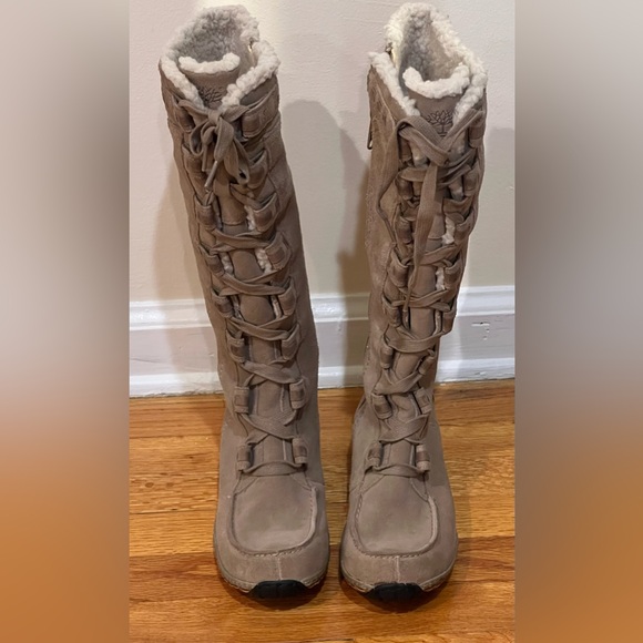 Timberland Women Tall Waterproof Taupe Boots - Picture 2 of 9